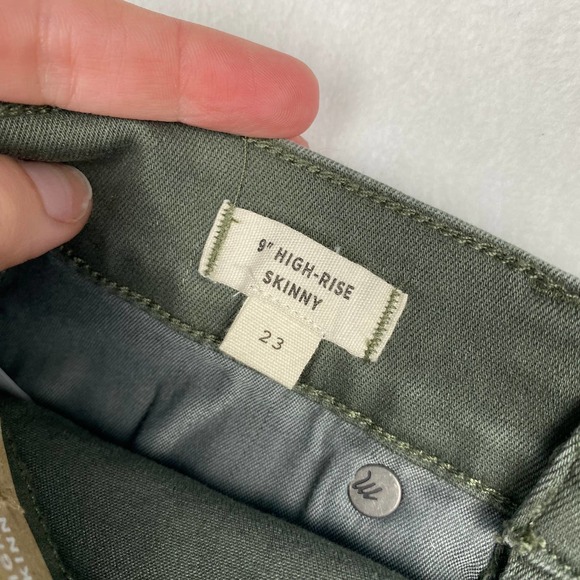 NWT Madewell Women's Size 23 Green 9'' High Rise Skinny Button Closure Jeans - Picture 13 of 15